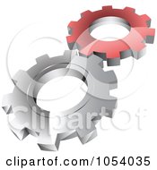 Royalty Free 3d Vector Clip Art Illustration Of A Red And Silver Gears Logo by vectorace