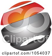 Royalty Free 3d Vector Clip Art Illustration Of A Silver And Orange Sphere Logo by vectorace