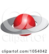 Royalty Free 3d Vector Clip Art Illustration Of A Red And Silver Planet Logo by vectorace