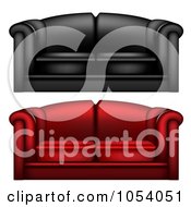 Poster, Art Print Of Digital Collage Of 3d Red And Black Leather Couches