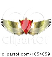 Poster, Art Print Of Red Shield With Golden Wings