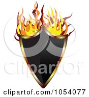 Royalty Free Vector Clip Art Illustration Of A Fiery Shield Label