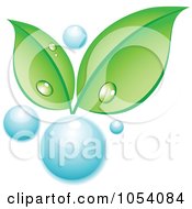 Poster, Art Print Of Dewy Green Leaves Growing From A Water Bubble