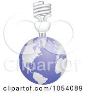 Poster, Art Print Of Spiral Light Bulb On Earth