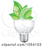 Poster, Art Print Of Dewy Green Leaves Growing On A Light Bulb