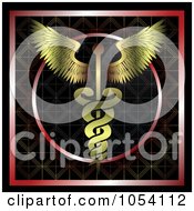 Royalty Free Vector Clip Art Illustration Of A Gold Medical Caduceus On Red And Black by vectorace