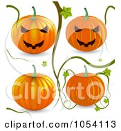 Poster, Art Print Of Digital Collage Of 3d Vines And Pumpkins