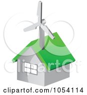 Poster, Art Print Of Green Energy House With A Wind Turbine On The Roof