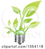 Poster, Art Print Of Leaves Growing From A Light Bulb