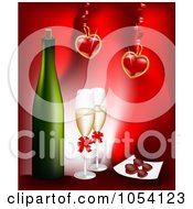 Champagne With Hearts On Red
