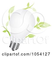 Poster, Art Print Of White Light Bulb With Leaves
