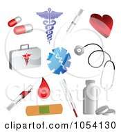 Royalty Free Vector Clip Art Illustration Of A Digital Collage Of 3d Medical Icons by vectorace #COLLC1054130-0166