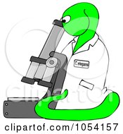 Royalty Free Clip Art Illustration Of A Bright Green C Elegans Roundworm Viewing Through A Microscope