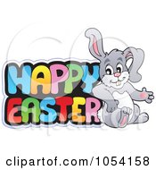 Royalty Free Vector Clip Art Illustration Of Colorful Happy Easter Text With A Rabbit