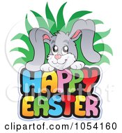 Royalty Free Vector Clip Art Illustration Of Colorful Happy Easter Text With A Bunny