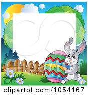 Poster, Art Print Of Bunny Carrying An Easter Egg Frame Around White Space