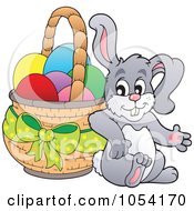 Poster, Art Print Of Bunny Leaning Against An Easter Basket