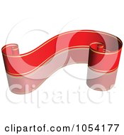 Poster, Art Print Of Red And Gold Ribbon Banner With A Reflection - 1