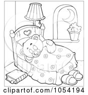 Poster, Art Print Of Outline Of A Sleeping Teddy Bear