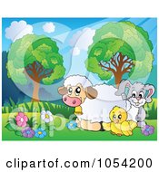 Poster, Art Print Of Spring Animals In A Landscape