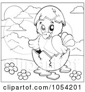Royalty Free Vector Clip Art Illustration Of An Outline Of A Hatching Chick