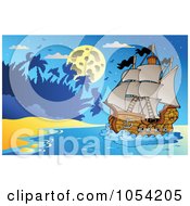 Poster, Art Print Of Pirate Ship At Night - 3