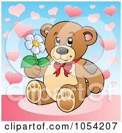 Poster, Art Print Of Teddy Bear Holding A Flower