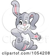 Royalty Free Vector Clip Art Illustration Of A Gray Rabbit Sitting