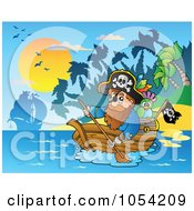 Poster, Art Print Of Pirate Paddling A Boat - 2