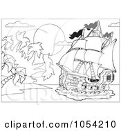 Poster, Art Print Of Outline Of A Pirate Ship
