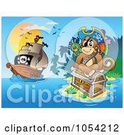 Poster, Art Print Of Pirate Monkey On An Island