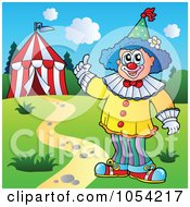 Royalty Free Vector Clip Art Illustration Of A Male Clown Near A Tent