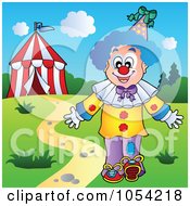 Royalty Free Vector Clip Art Illustration Of A Circus Clown By The Big Top