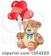 Poster, Art Print Of Teddy Bear With Heart Balloons