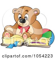 Royalty Free Vector Clip Art Illustration Of A Reading Teddy Bear