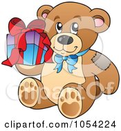Poster, Art Print Of Birthday Teddy Bear Holding A Present