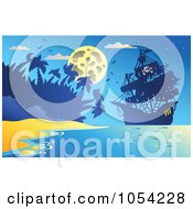 Royalty Free Vector Clip Art Illustration Of A Pirate Ship At Night 2