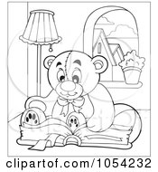 Poster, Art Print Of Outline Of A Reading Teddy Bear