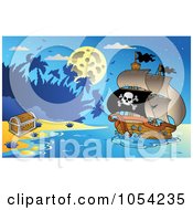 Poster, Art Print Of Pirate Ship At Night - 1