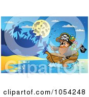 Poster, Art Print Of Pirate Paddling A Boat - 1