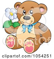 Poster, Art Print Of Teddy Bear Holding A Daisy