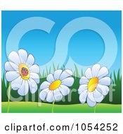Royalty Free Vector Clip Art Illustration Of A Spring Background Of A Ladybug On Daisies by visekart