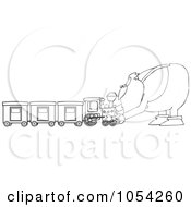 Poster, Art Print Of Black And White Santa And Train Outline