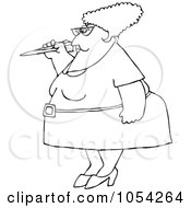 Royalty Free Vector Clip Art Illustration Of A Black And White Woman Throwing A Paper Plane Outline