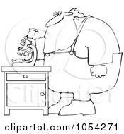 Poster, Art Print Of Black And White Santa Using A Microscope Outline
