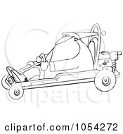 Poster, Art Print Of Black And White Santa Driving A Go Kart Outline