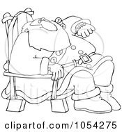 Poster, Art Print Of Black And White Santa Checking His Watch Outline