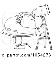 Poster, Art Print Of Black And White Santa Using A Telescope Outline