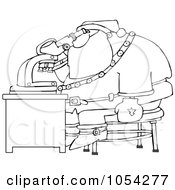 Poster, Art Print Of Black And White Santa And Microscope Outline