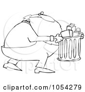 Poster, Art Print Of Black And White Santa Taking Out Garbage Outline